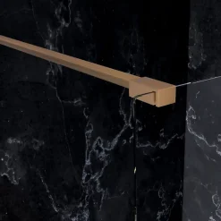 Essebagno Paroi de douche 120x200 cm verre anticalcaire 6mm avec barre de fixation en aluminium Cuivre Brossé