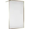 Essebagno Paroi de douche 120x200 cm verre anticalcaire 6mm avec barre de fixation et cadre complet en aluminium Or Brossé Square