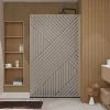 Aurlane Paroi de douche 120x200 HINATA - Style Japandi Geometrique - Cadre Effet Bois - Verre 6mm* Paroi De Douche