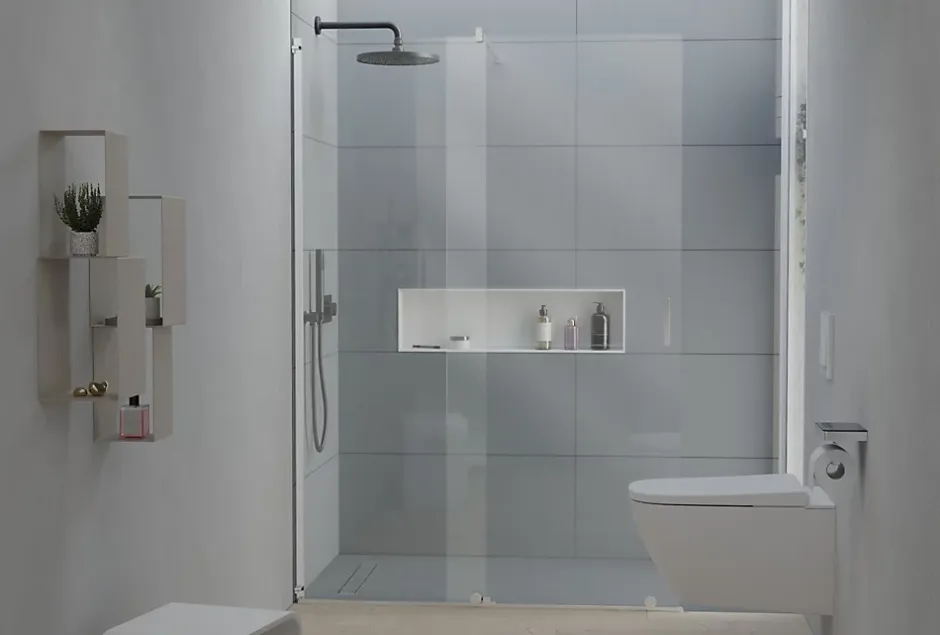 Paroi de douche 195x140cm en verre claire 8mm, Cabine de douche porte coulissante - NT101* Paroi De Douche