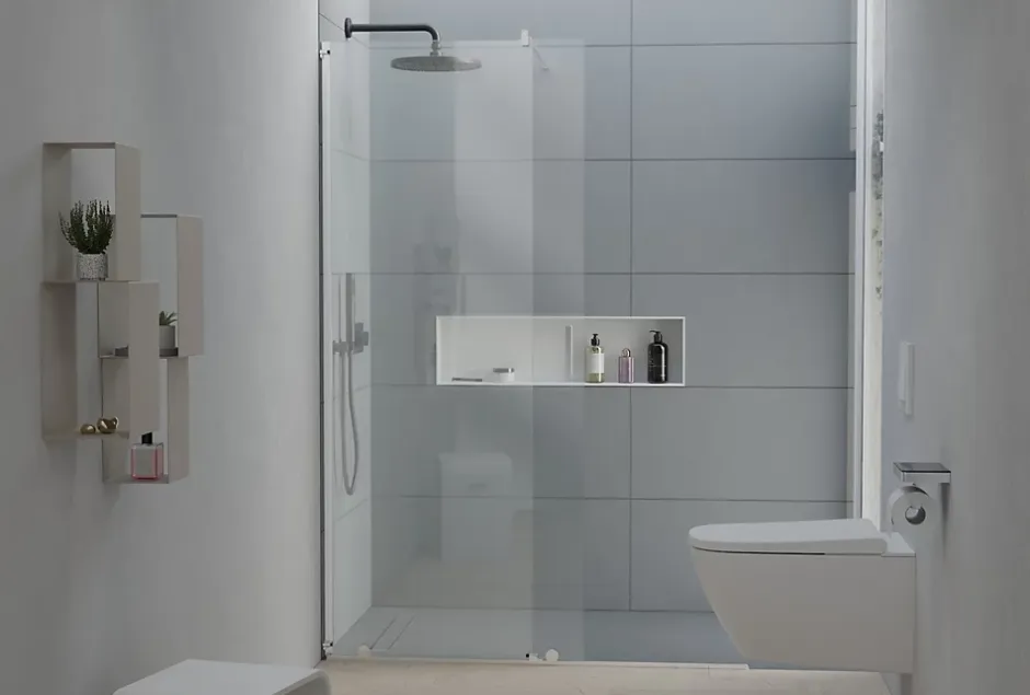 Paroi de douche 195x140cm en verre claire 8mm, Cabine de douche porte coulissante - NT101* Paroi De Douche
