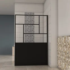 Paroi de douche 120x200cm -Paroi douche italienne Noir mat-style industriel -8mm verre,Élégance et intimité assurées