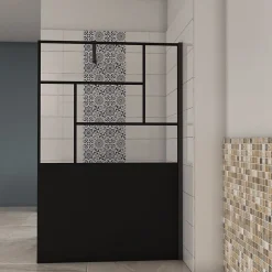 paroi de douche 120x200cm,avec une barre de fixation 90cm,en 8mm verre anticalcaire,Paroi douche italienne,Conception et intimité