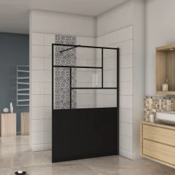 paroi de douche 120x200cm,avec une barre de fixation 90cm,en 8mm verre anticalcaire,Paroi douche italienne,Conception et intimité