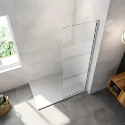 paroi de douche 120x190cm,6mm verre anticalcaire avec bandes horizontales sérigraphiées,barre de fixation extensible 73-120cm