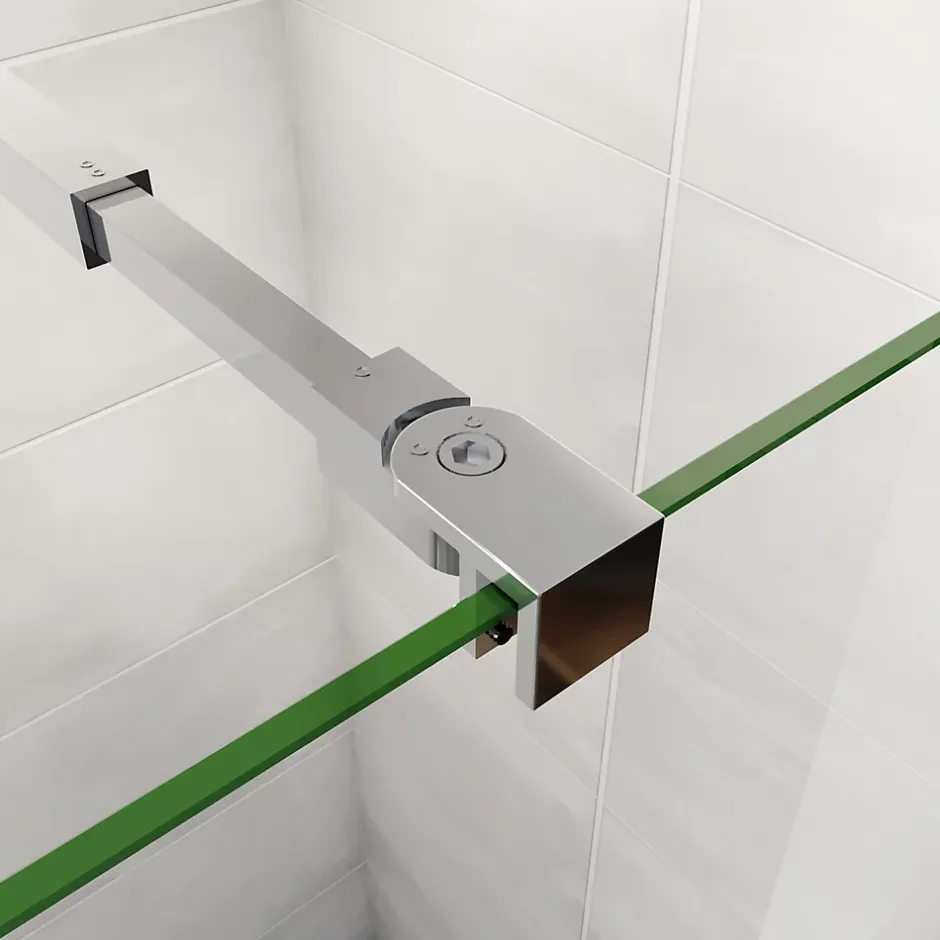 paroi de douche 120x190cm,6mm verre anticalcaire avec bandes horizontales sérigraphiées,barre de fixation extensible 73-120cm