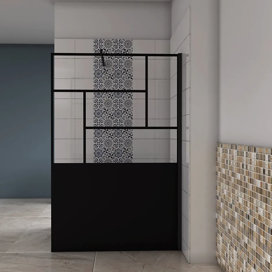 paroi de douche 100x200cm,Paroi douche italienne industrielle,avec une barre de fixation extensible ronde,Conception et intimité