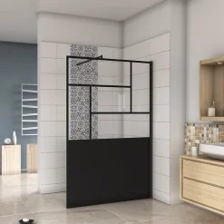 paroi de douche 100x200cm,Paroi douche italienne industrielle,avec une barre de fixation extensible ronde,Conception et intimité