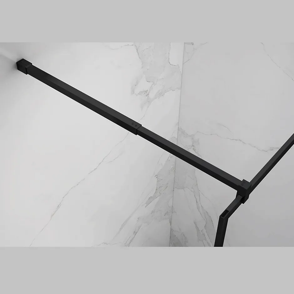 Paroi douche Italienne INEA noir 100 x 200 cm verre sérigraphié 8mm, atelier, transparent - Saniverre
