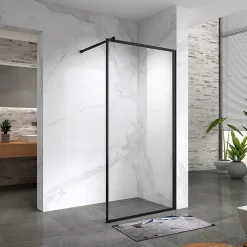 Paroi douche Italienne LUCIA noir 90 x 200 cm, verre 8mm, transparent anticalcaire - Saniverre