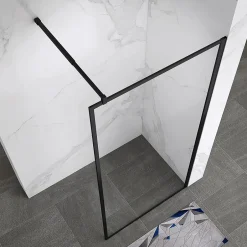 Paroi douche Italienne LUCIA noir 90 x 200 cm, verre 8mm, transparent anticalcaire - Saniverre