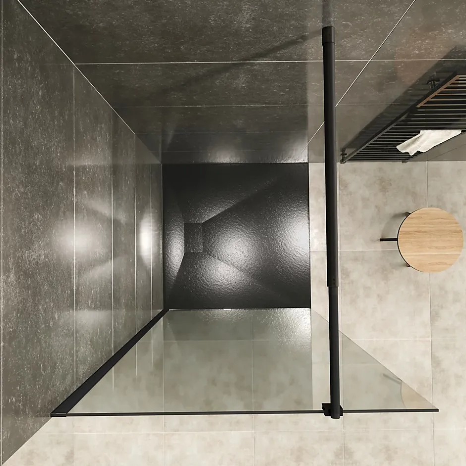Paroi douche Italienne ROMA-BLACK 120 x 200 cm verre 10 mm transparent, noir, Saniverre