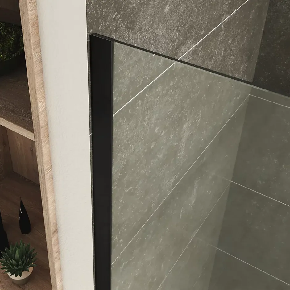 Paroi douche Italienne ROMA-BLACK 120 x 200 cm verre 10 mm transparent, noir, Saniverre
