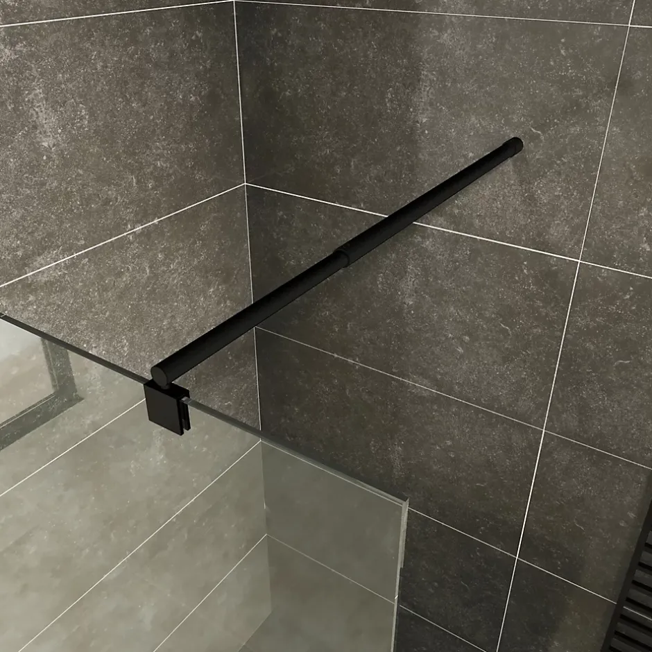 Paroi douche Italienne ROMA-BLACK 120 x 200 cm verre 10 mm transparent, noir, Saniverre