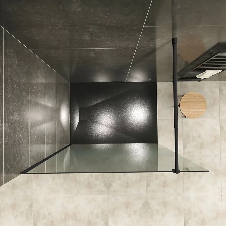 Paroi douche Italienne ROMA-BLACK 120 x 200 cm verre 10 mm centre-opaque, noir, Saniverre