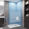 Paroi douche italienne 120x200 cm verre 8mm anticalcaire bande dépoli + Étagère de Douche alu chromé 120 cm