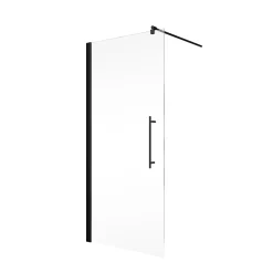 Paroi latérale fixe pour porte de douche pivotante l.90xH.190cm, verre transparent anticalcaire 5mm, profilé noir, Schulte NewStyle