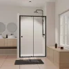 Aurlane Paroi porte de douche Coulissante Noir 120x185cm - Extensible de 112.5 à 126.5 cm - BLACK SLIDE 120