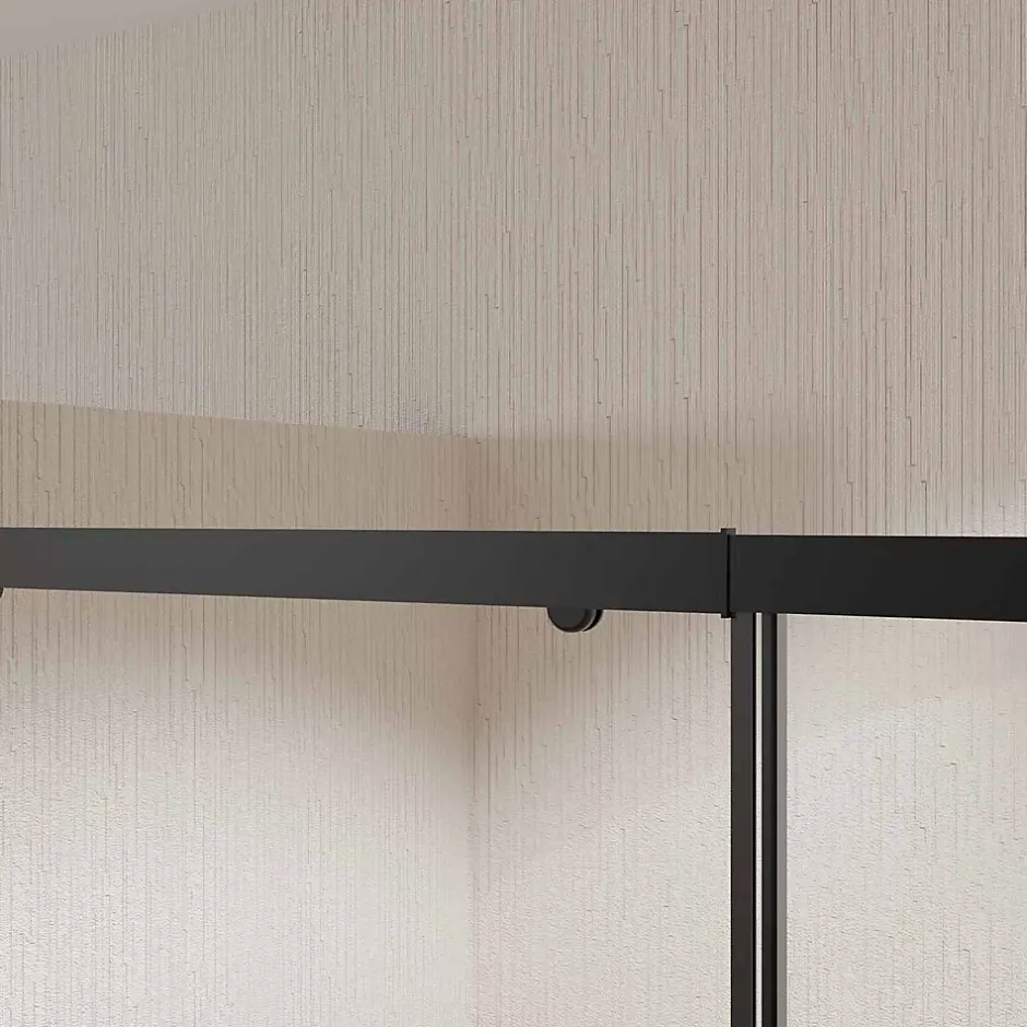 Aurlane Paroi porte de douche Coulissante Noir 120x185cm - Extensible de 112.5 à 126.5 cm - BLACK SLIDE 120