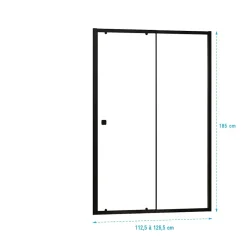 Aurlane Paroi porte de douche Coulissante Noir 120x185cm - Extensible de 112.5 à 126.5 cm - BLACK SLIDE 120