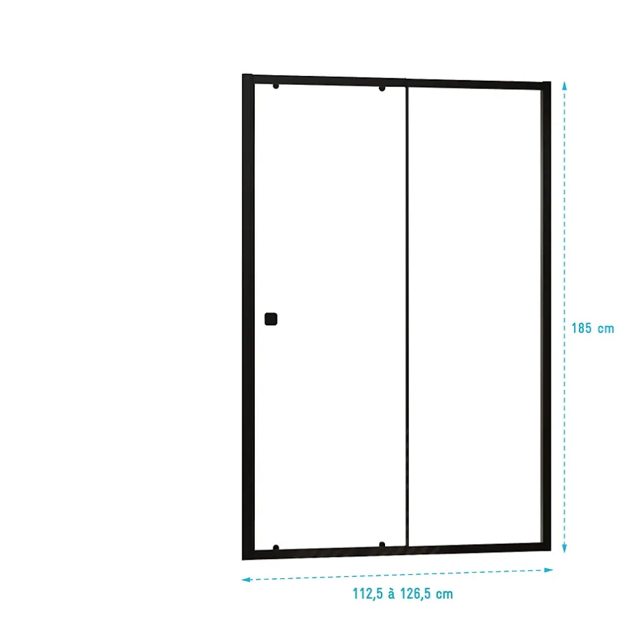 Aurlane Paroi porte de douche Coulissante Noir 120x185cm - Extensible de 112.5 à 126.5 cm - BLACK SLIDE 120