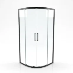 Aurlane Paroi porte de douche quart de cercle 90x90x200cm - PROFILE NOIR MAT - verre trempé 6mm