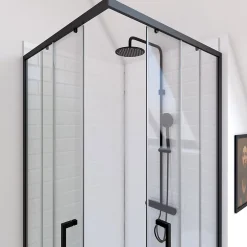 Aurlane Parois de douche coulissantes esprit Indus (90x90 cm - Noir)