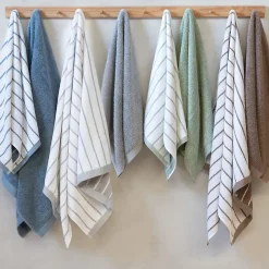 Linnea Parure de bain 7 pièces collection PURE LIGHT motif rayures pur coton gris