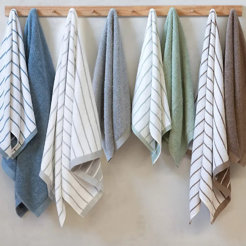 Linnea Parure de bain 7 pièces collection PURE LIGHT motif rayures pur coton gris