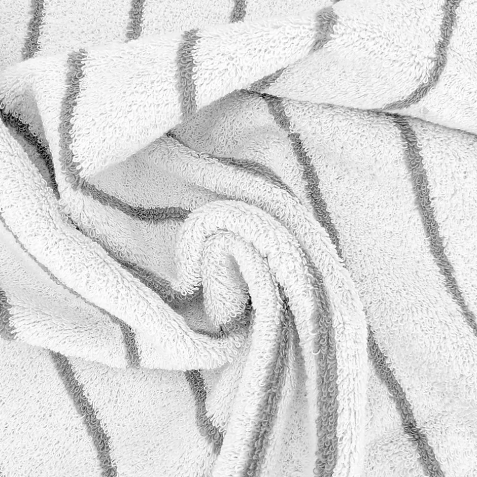 Linnea Parure de bain 7 pièces collection PURE LIGHT motif rayures pur coton gris