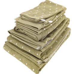 Linnea Parure de bain 7 pièces collection EFFICIENT DOTS vert olive* Serviette De Bain