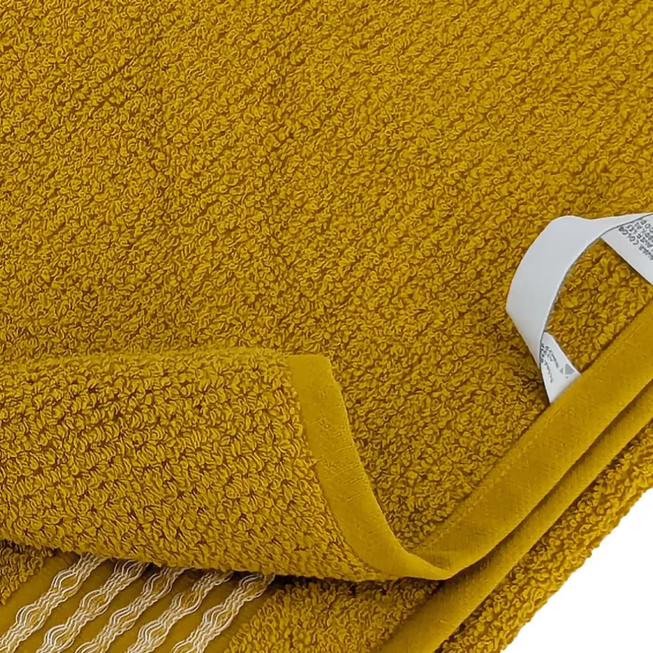 Linnea Parure de bain 7 pièces INTENSE à bordures blanches couleur jaune* Serviette De Bain