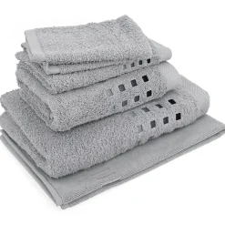 Linnea Parure de bain 6 pièces PURE SQUARES Argent 550g/m2