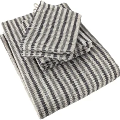 Linnea Parure de bain à rayures pur coton collection BREEZE 4 pièces gris* Serviette De Bain