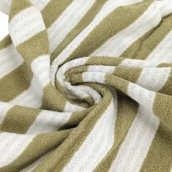 Linnea Parure de bain coton collection EFFICIENCE STRIPES 4 pièces vert olive