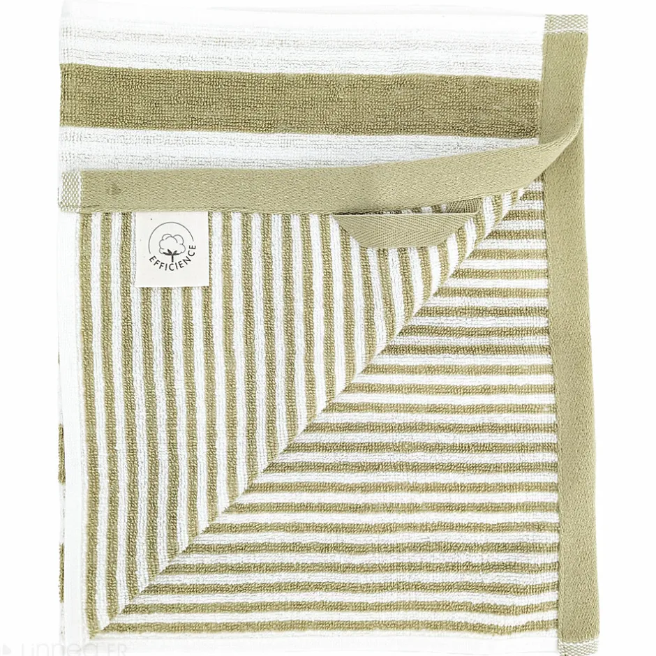Linnea Parure de bain coton collection EFFICIENCE STRIPES 4 pièces vert olive