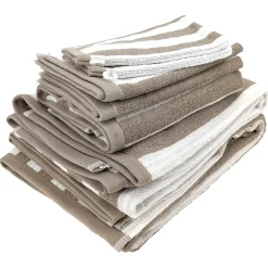 Linnea Parure de bain coton EFFICIENCE STRIPES 7 pièces marron roble* Serviette De Bain