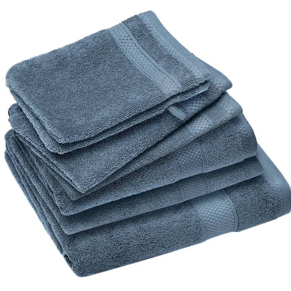 Linnea Parure de bain coton 550g/m2 NAÏA par lot de 7 bleu Orage