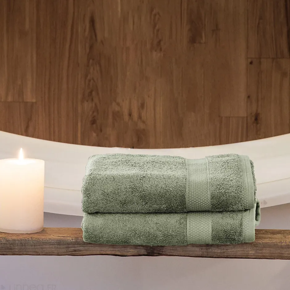 Linnea Parure de bain coton 550g/m2 NAÏA par lot de 5 vert Olive