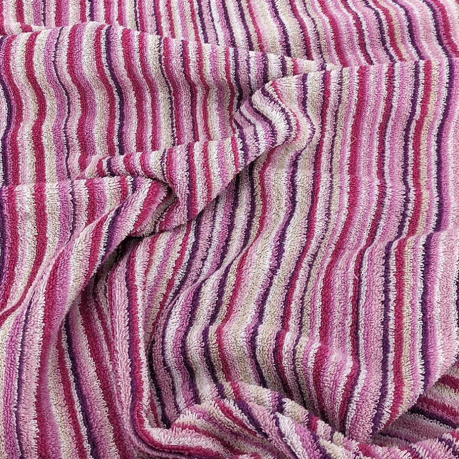 Linnea Parure de bain coton 500g/m2 par 7 PURE STRIPES II Rose