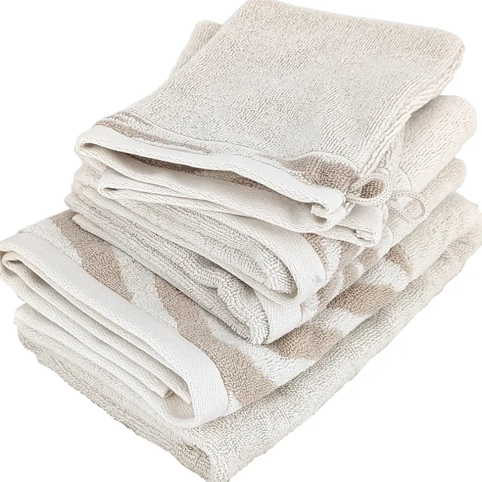 Linnea Parure de bain par 4 ZEBRA SOFT uni bord zèbre beige