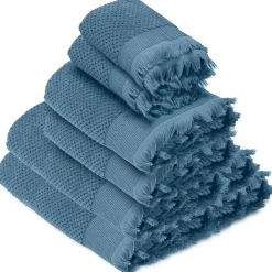 Linnea Parure de bain TETHYS 6 pièces micro-coton bleu Orage