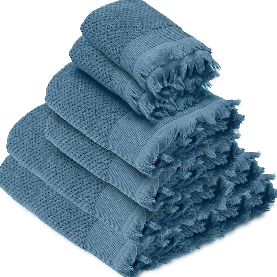Linnea Parure de bain TETHYS 6 pièces micro-coton bleu Orage