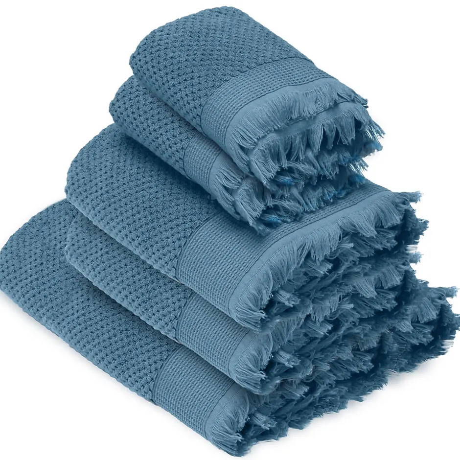 Linnea Parure de bain TETHYS 5 pièces micro-coton bleu Orage
