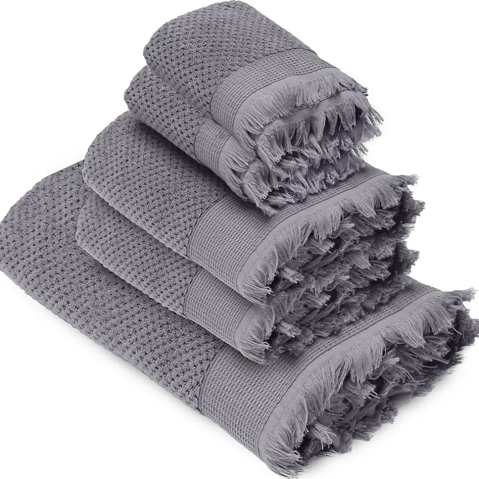 Linnea Parure de bain TETHYS 5 pièces micro-coton gris Brume