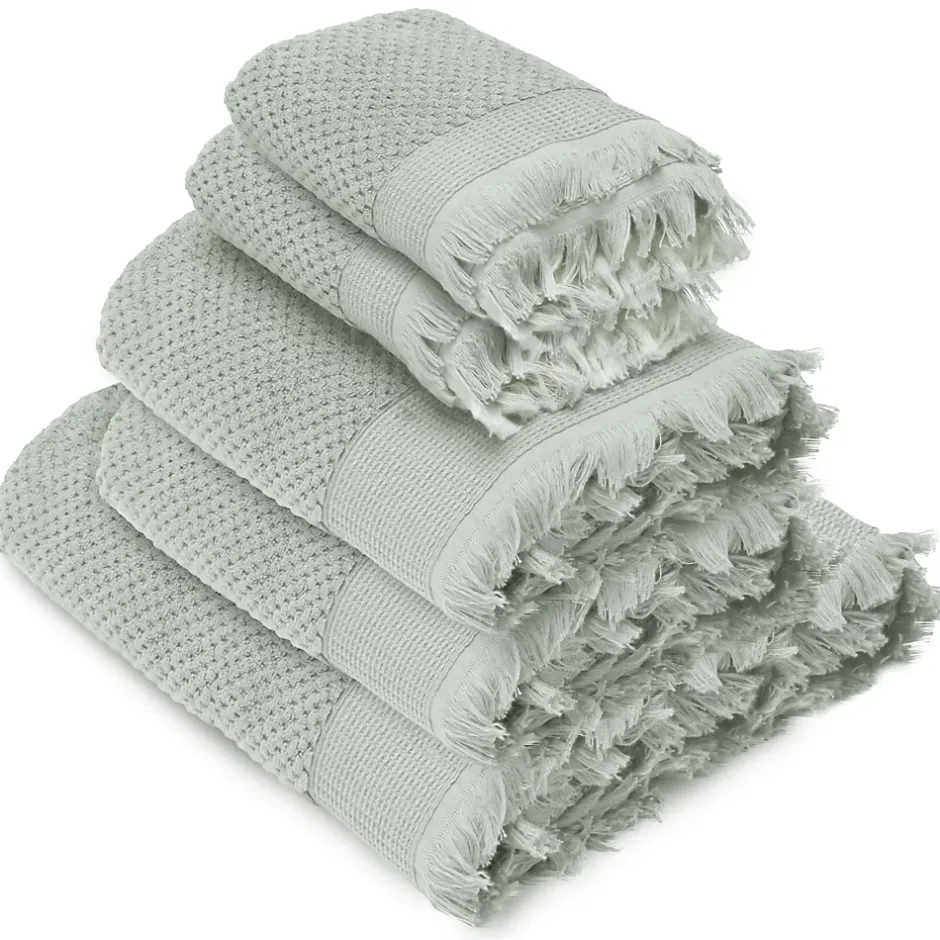 Linnea Parure de bain TETHYS 5 pièces micro-coton vert Lichen