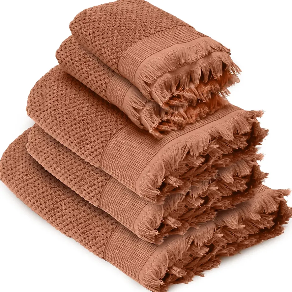 Linnea Parure de bain TETHYS 5 pièces micro-coton orange Terre