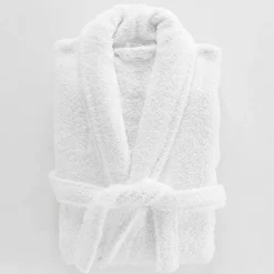 Douceur D'Intérieur Peignoir Mixte Éponge Col Châle Uni - Tendresse 500 g,m² - Blanc