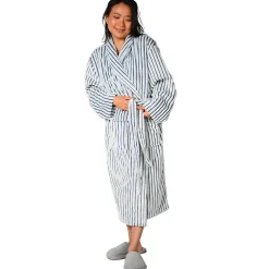 Sensei Maison Peignoir polaire homme femme côtelé extra doux Blanc/Denim S KASH* Peignoir De Bain
