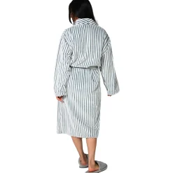 Sensei Maison Peignoir polaire homme femme côtelé extra doux Blanc/Denim S KASH* Peignoir De Bain